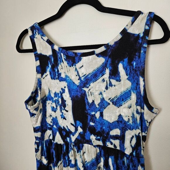 Willi Smith Dress Tank Mini Blue Pattern Business Casual Cocktail Neutral Trendy - Picture 6 of 9